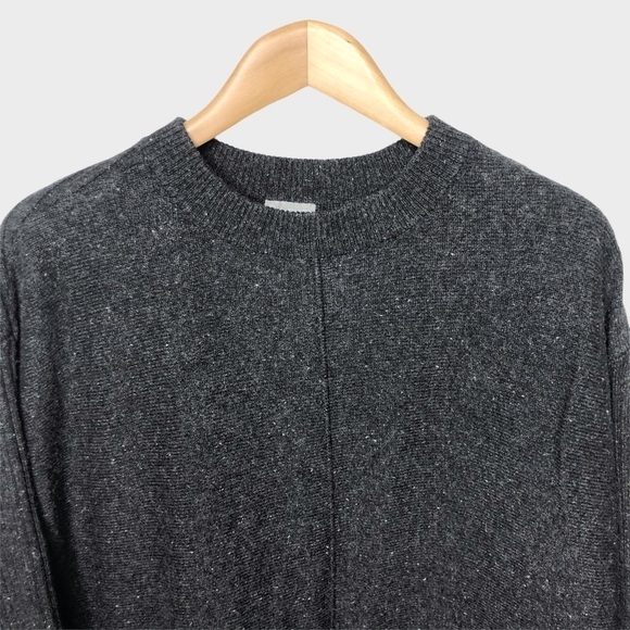 Talbots Ribbed Knit Crewneck Sweater Side Zippers Size Large Gray Tweed Women’s - Picture 2 of 9